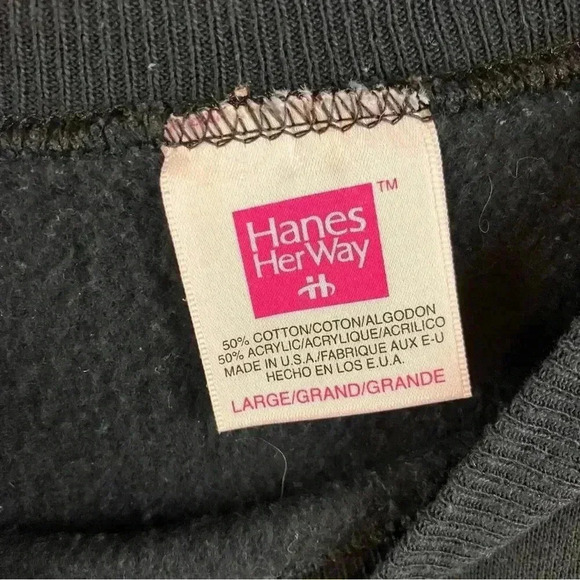 VTG USA Hanes Women's Sz.L Sweatshirt Fall Appliqué Front/Back Leaves/Pumpkins - Picture 4 of 5